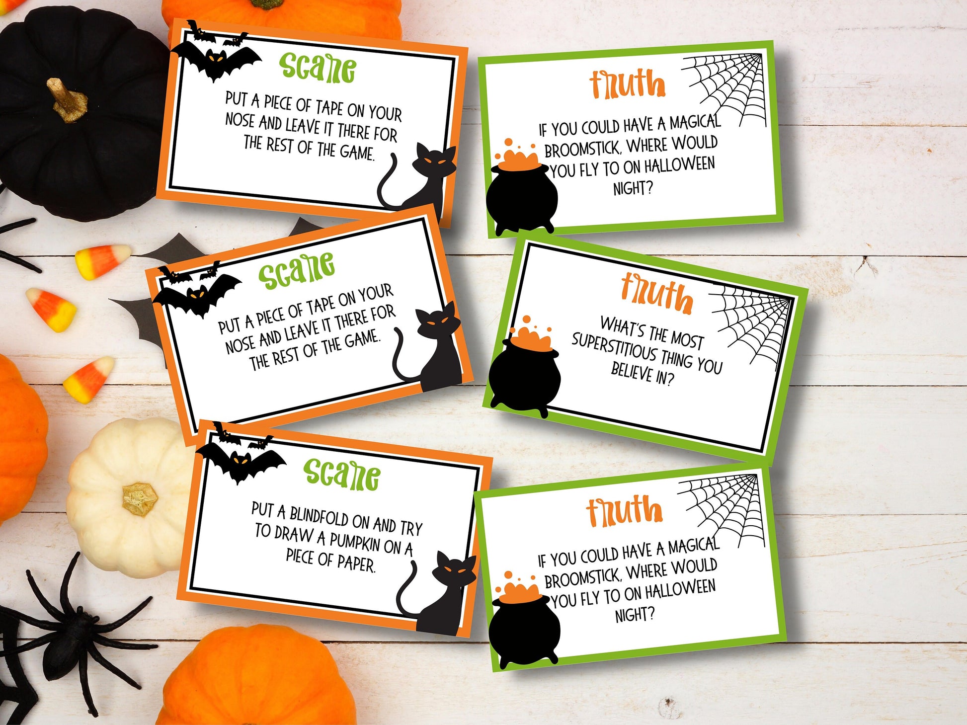 Truth Or Scare I Halloween Party Game I Halloween Activities I Family Game I Games for Teens I Halloween Card Game I Family Game Night-Halloween Printables -TheHustlingCatLady-Party Games