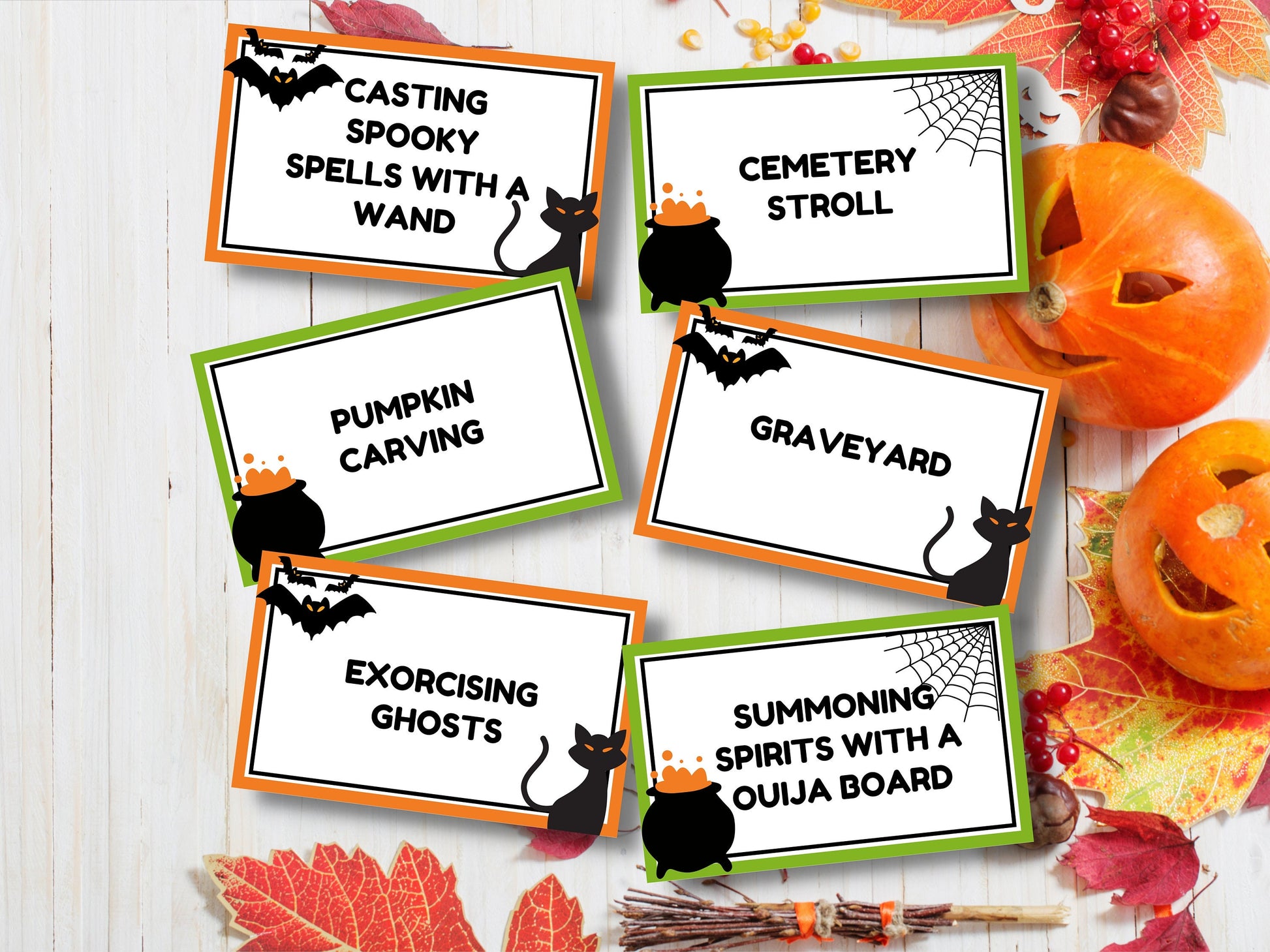 Halloween Charades Printable , Word Game, Holiday charades for teen, Adult Halloween game, Senior living game, Halloween for seniors-Halloween Printables -TheHustlingCatLady-Party Games