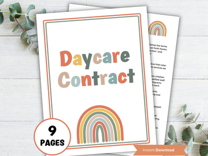 Editable Daycare contract, Home daycare contract, daycare agreement. childcare business, preschool contract, daycare liability form, forms