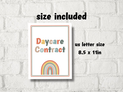 Editable Daycare contract, Home daycare contract, daycare agreement. childcare business, preschool contract, daycare liability form, forms