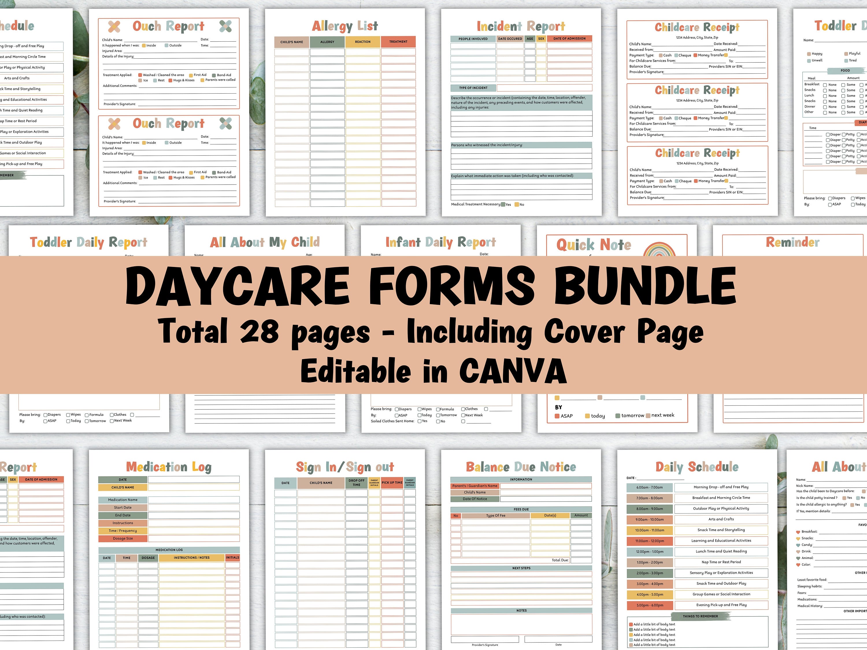 Daycare forms bundle, Starter kit, Childcare forms, Inhome daycare paperwork, preschool forms, daycare handbook, opening a daycare, provider