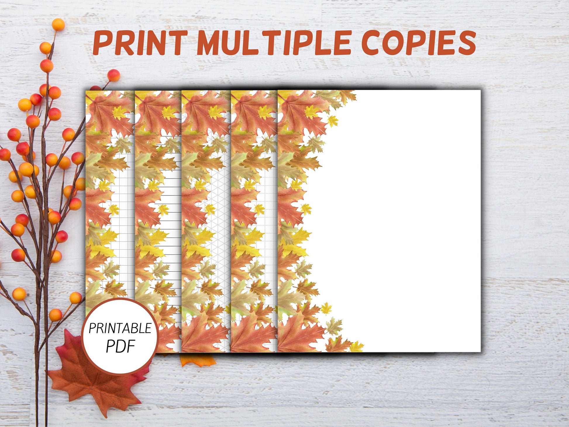 Fall autumn stationery, printable holiday stationary, realtor letter writing pad, personalized stationary, lined & unlined, student journal-Thanksgiving -TheHustlingCatLady-Stationery Sets