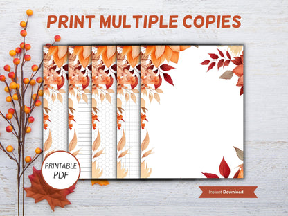 Printable Fall leaves Stationery, Letter writing paper, fall stationary, realtor notes, Pumpkin letters, thank you cards, personalized-Thanksgiving -TheHustlingCatLady-Stationery Sets