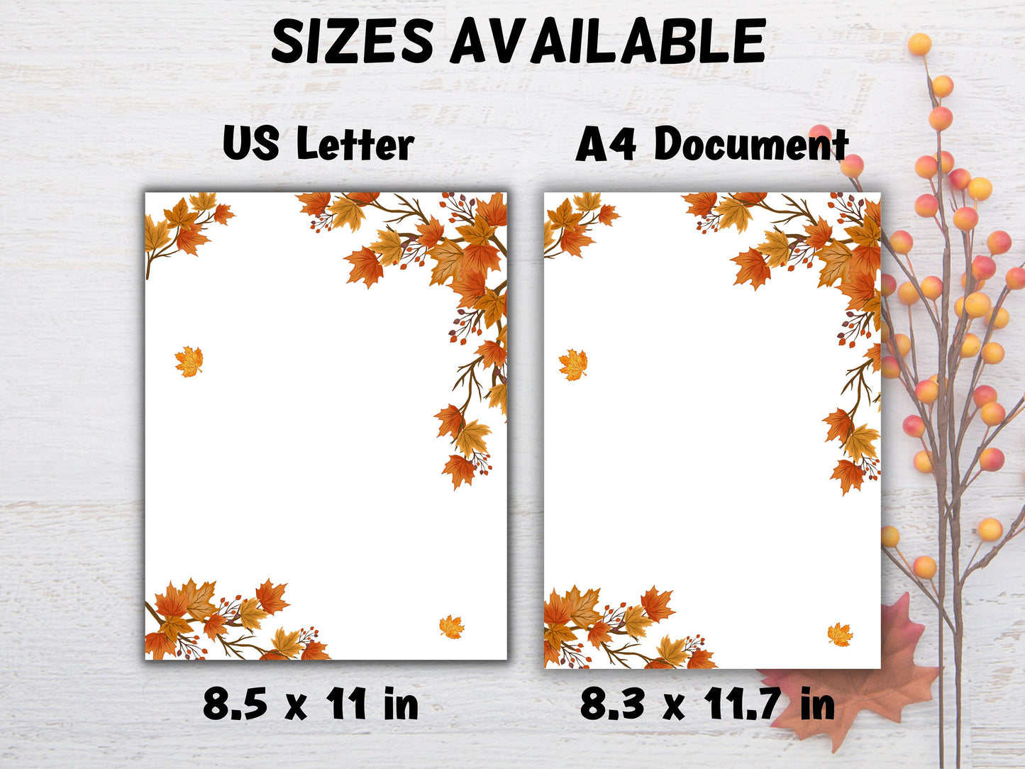 Autumn leaves personalized stationery, holiday letter pad, lined unlined and blank stationary set, thanksgiving gratitude letter, give thank-Thanksgiving -TheHustlingCatLady-Stationery Sets