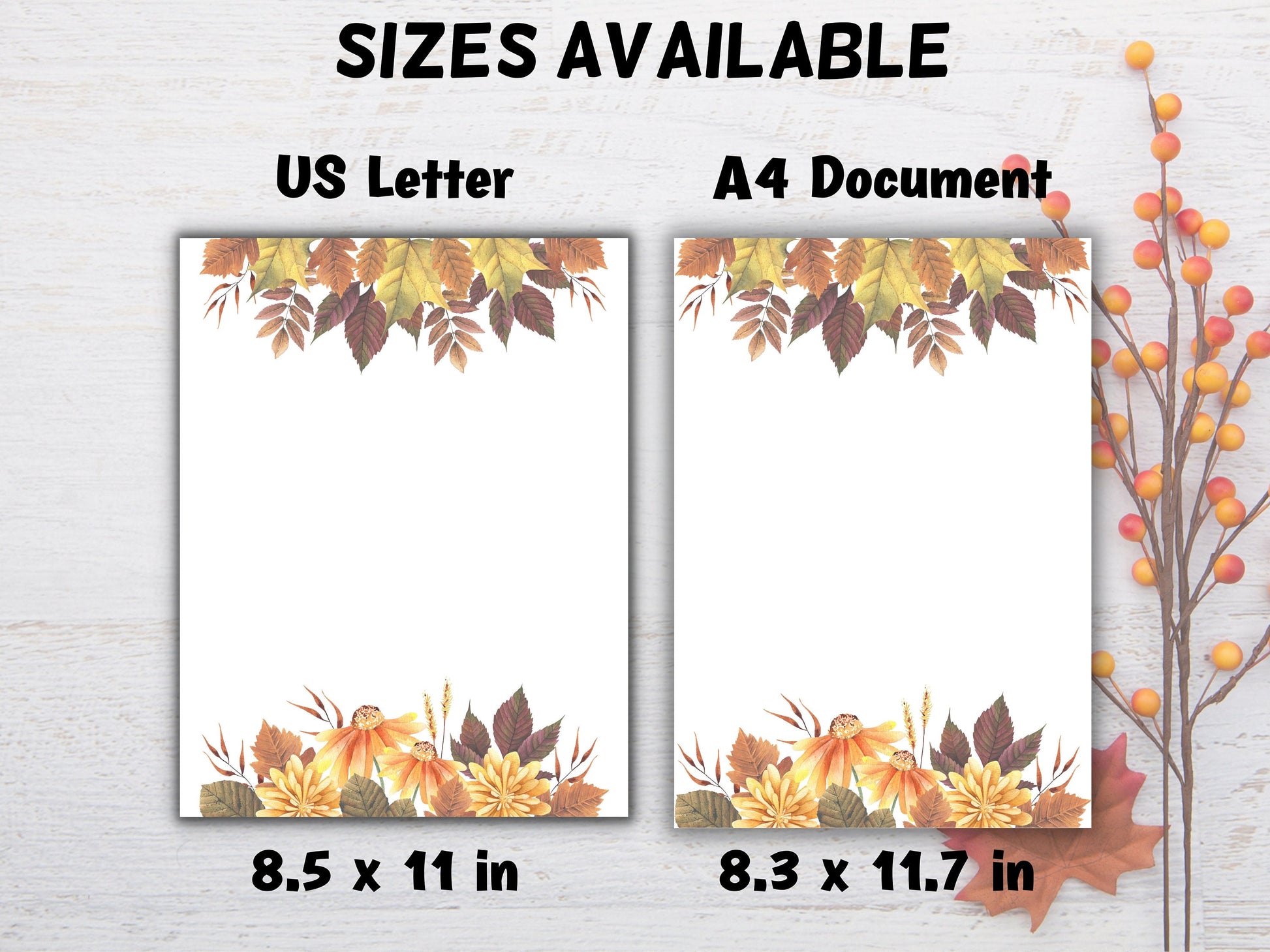 Fall autumn printable stationery set, letter writing paper, aesthetic watercolor stationary, lined and blank journal pages, realtor thanks-Thanksgiving -TheHustlingCatLady-Stationery Sets