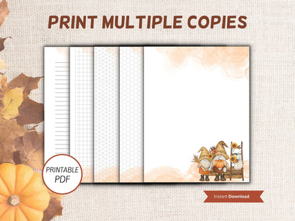 Gnome Thanksgiving cards, autumn gnome stationery, printable fall stationary, fall note card set, realtor thank you printable, letter-Thanksgiving -TheHustlingCatLady-Stationery Sets