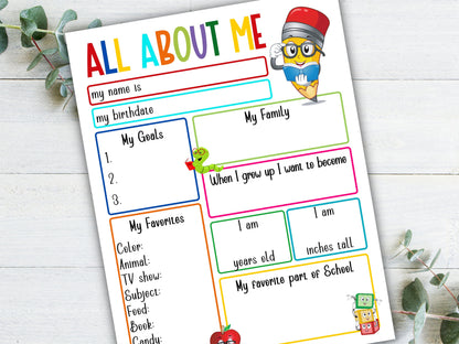 All about me survey, get to know me, student info, kindergarten teacher printable, daycare child, student survey, 1st day of school, first