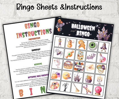 Halloween bingo cards, Mix and Mingle bingo party games , activities for kids teens, pre school activity for kids, teacher classroom bingo-Halloween Printables -TheHustlingCatLady-Party Games