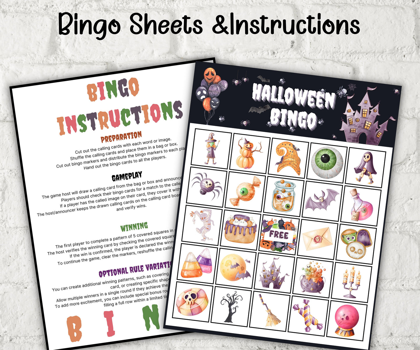 Halloween Bingo | Fun Halloween Games | Halloween Games Printable | Kids Halloween Party Games | Halloween Activity | 2 cards Per Page-Halloween Printables -TheHustlingCatLady-Party Games