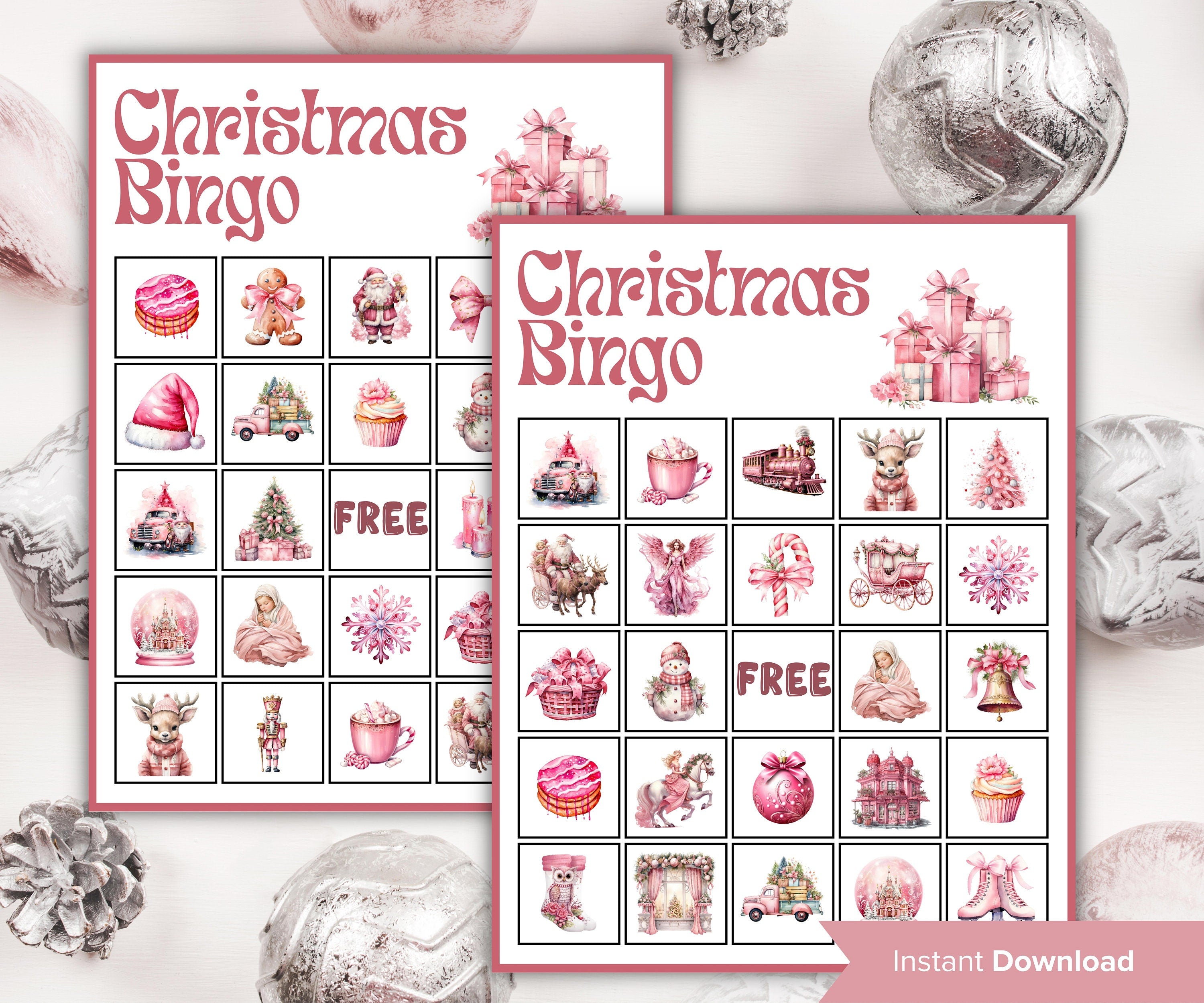 Pink Christmas Party Game | Fun Christmas Games | Christmas Bingo | Christmas Printable Game I Xmas Bingo cards I Office Christmas Party-Christmas -TheHustlingCatLady-Party Games