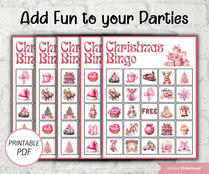 Pink Christmas Party Game | Fun Christmas Games | Christmas Bingo | Christmas Printable Game I Xmas Bingo cards I Office Christmas Party-Christmas -TheHustlingCatLady-Party Games