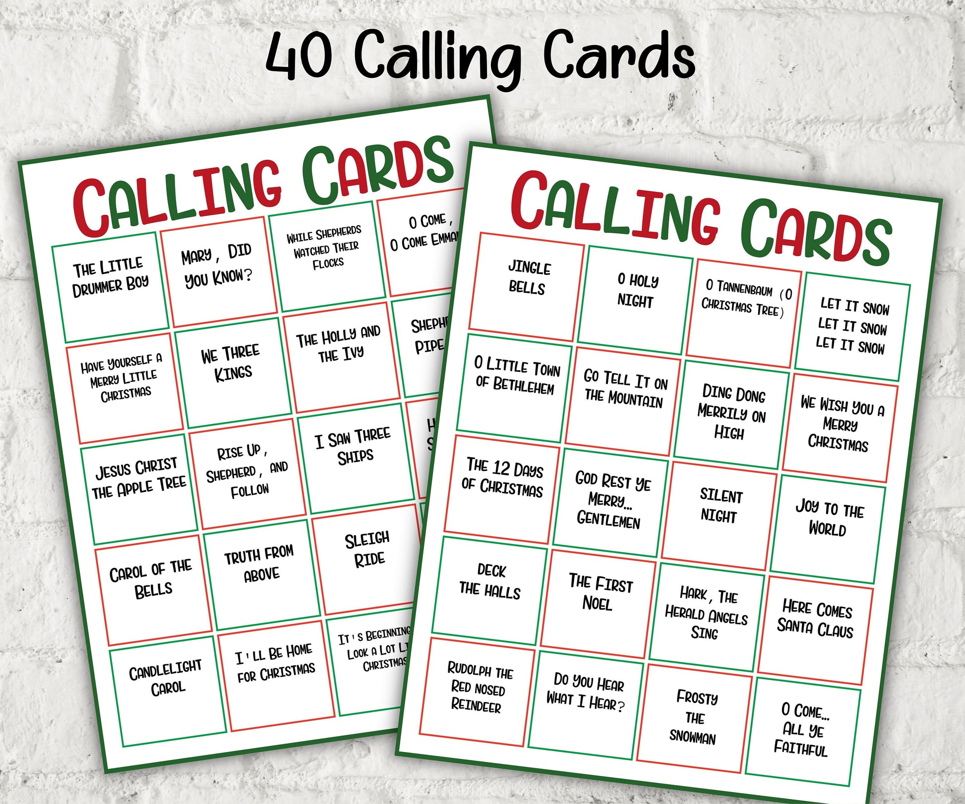 Christmas Carol Bingo, Church activity for kids, teens and adults, Holiday Hits Xmas Bingo game card, Pop Music Evening Bingo-Christmas -TheHustlingCatLady-Party Games