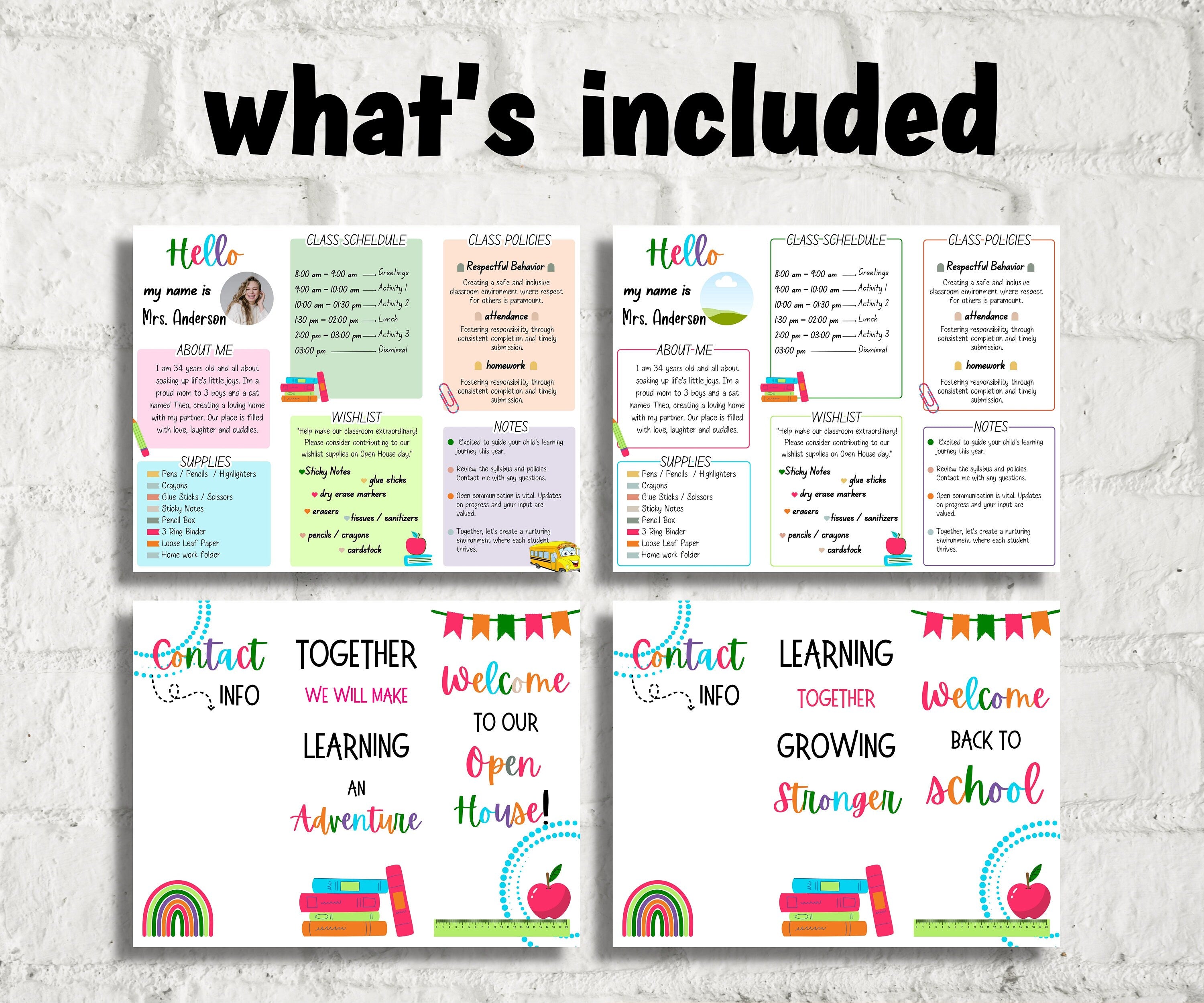 Meet the teacher template, Editable Open House template, Trifold Brochure, Canva teacher template, bright color template, school counselling