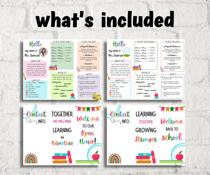 Meet the teacher template, Editable Open House template, Trifold Brochure, Canva teacher template, bright color template, school counselling