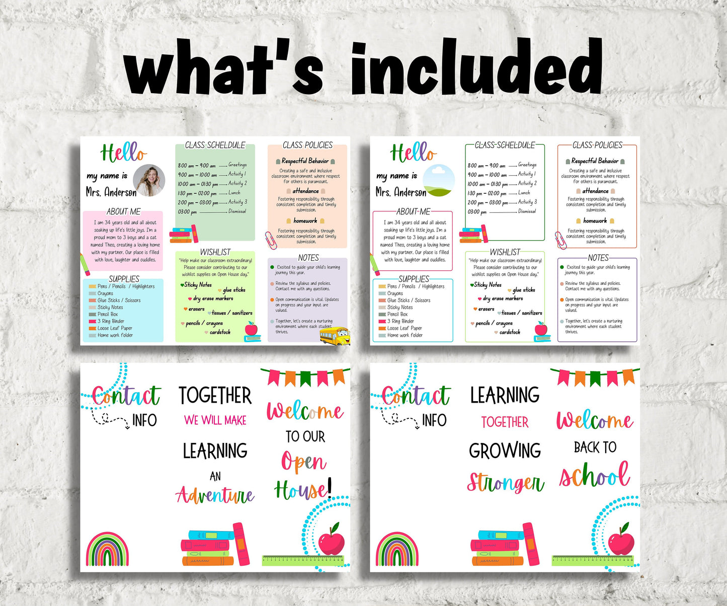 Meet the teacher template, Editable Open House template, Trifold Brochure, Canva teacher template, bright color template, school counselling