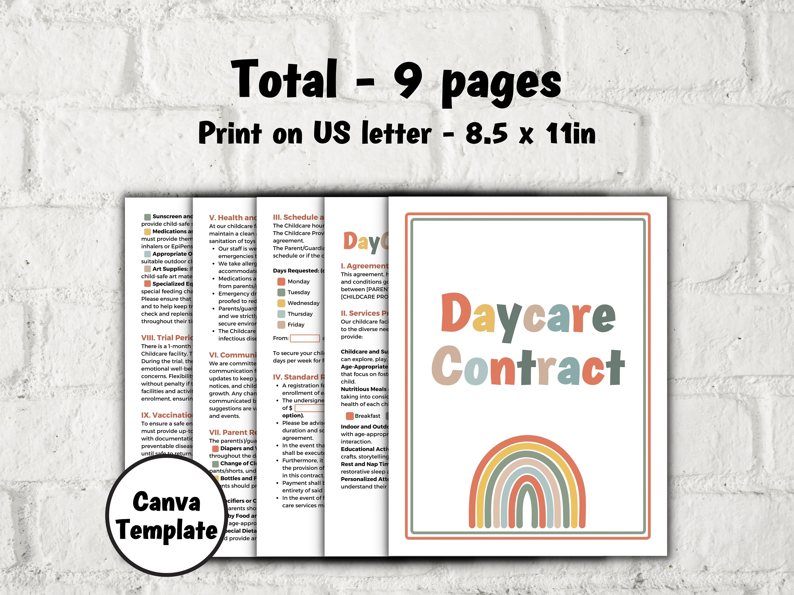 Editable Daycare contract, Home daycare contract, daycare agreement. childcare business, preschool contract, daycare liability form, forms