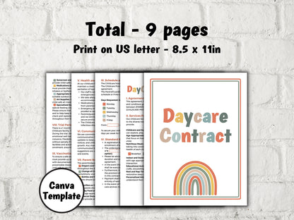 Editable Daycare contract, Home daycare contract, daycare agreement. childcare business, preschool contract, daycare liability form, forms