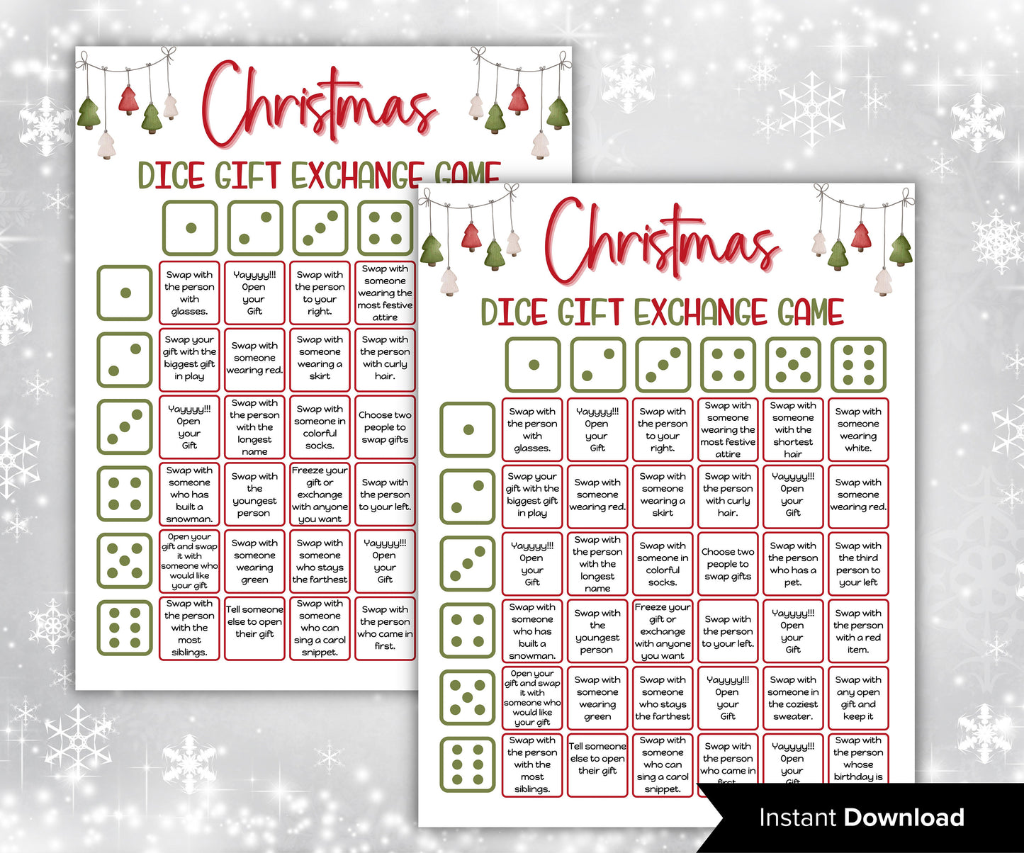 Christmas Gift Exchange dice Game, Printable icebreaker, pass the present game, Prize Gift left right activity, Family Holiday party game-Christmas -TheHustlingCatLady-Party Games