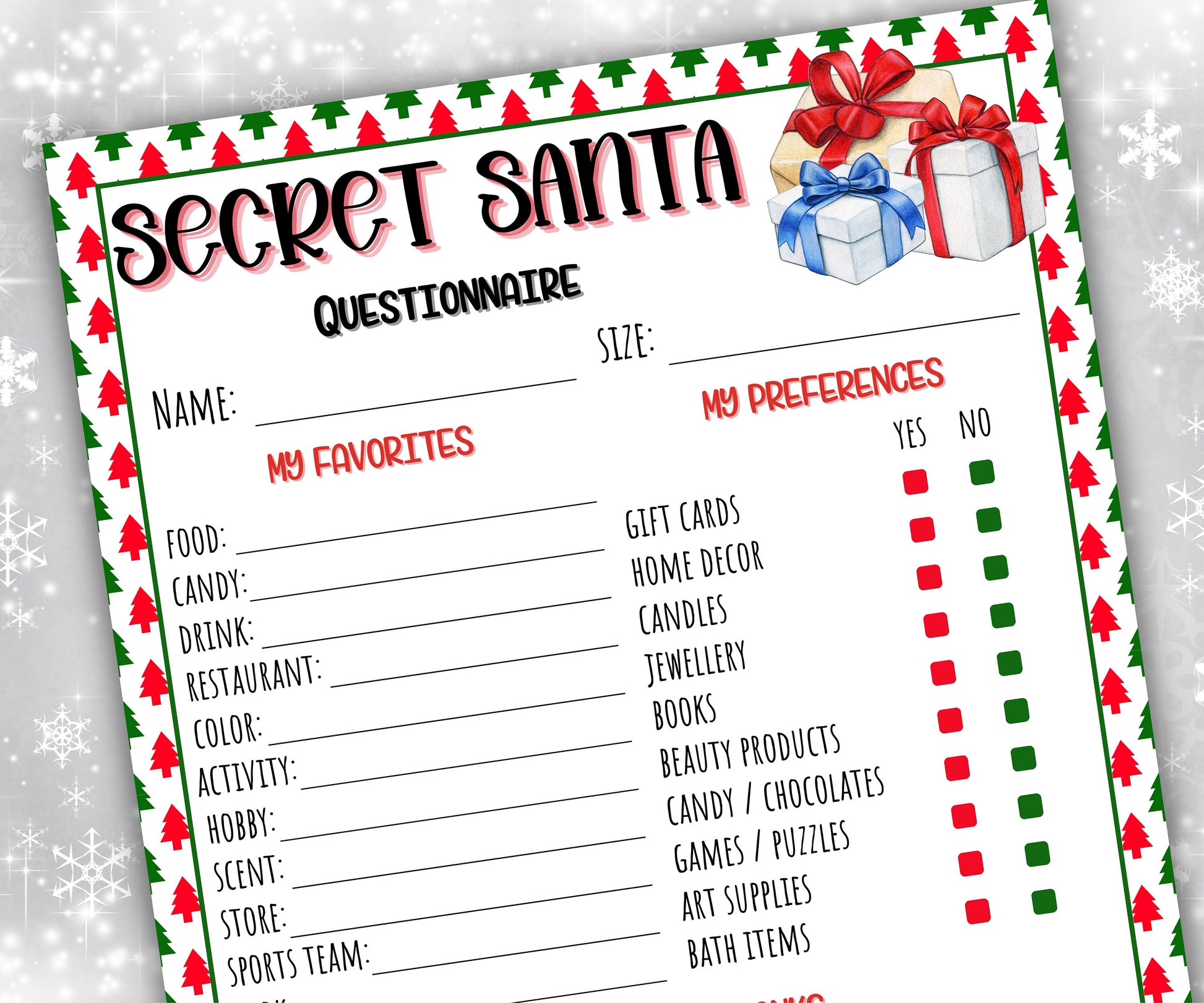 Secret santa questionnaire for coworkers, office gift exchange form, christmas all about me, xmas get to know you, Gift Exchange Bundle-Christmas -TheHustlingCatLady-Party Games