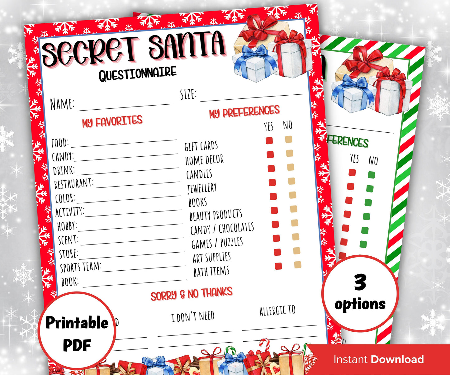 Secret santa questionnaire for coworkers, office gift exchange form, christmas all about me, xmas get to know you, Gift Exchange Bundle-Christmas -TheHustlingCatLady-Party Games