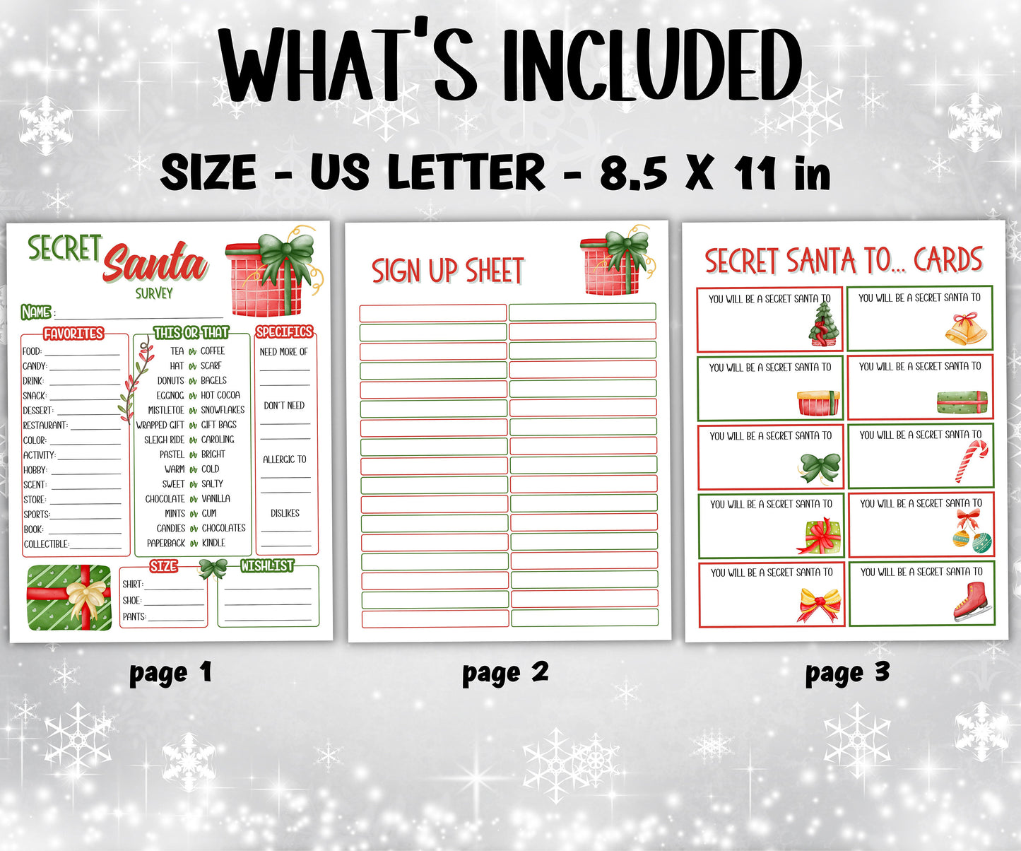 christmas all about me, office gift exchange form, xmas get to know you, secret santa questionnaire, coworkers teachers, staff appreciation-Christmas -TheHustlingCatLady-Party Games