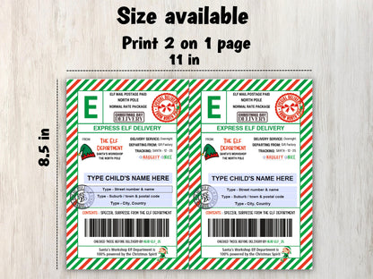 Elf Mail Shipping Labels Template, North Pole Stickers, Elf Arrival Package, north pole express, editable elf package, northpole mail stamp-Christmas -TheHustlingCatLady-Stickers, Labels & Tags