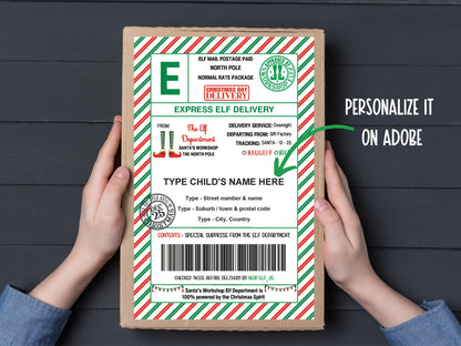 Christmas Gift Labels | Editable Elf Shipping Label Template 5.5X8.5 | Elf Mail | Elf Mischief | Sleigh Mail Label | Elf Arrival I editable-Christmas -TheHustlingCatLady-Stickers, Labels & Tags