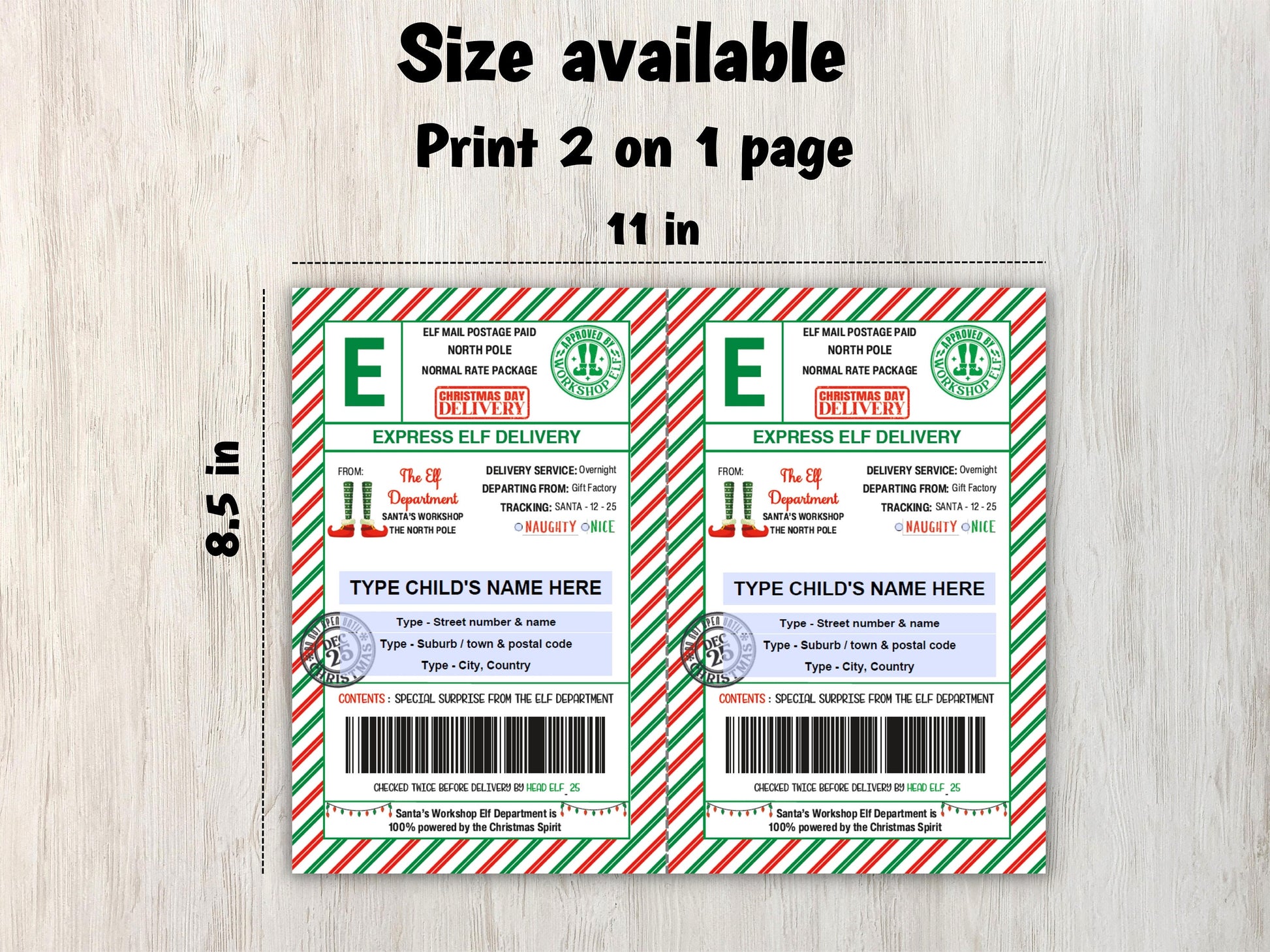 Christmas Gift Labels | Editable Elf Shipping Label Template 5.5X8.5 | Elf Mail | Elf Mischief | Sleigh Mail Label | Elf Arrival I editable-Christmas -TheHustlingCatLady-Stickers, Labels & Tags