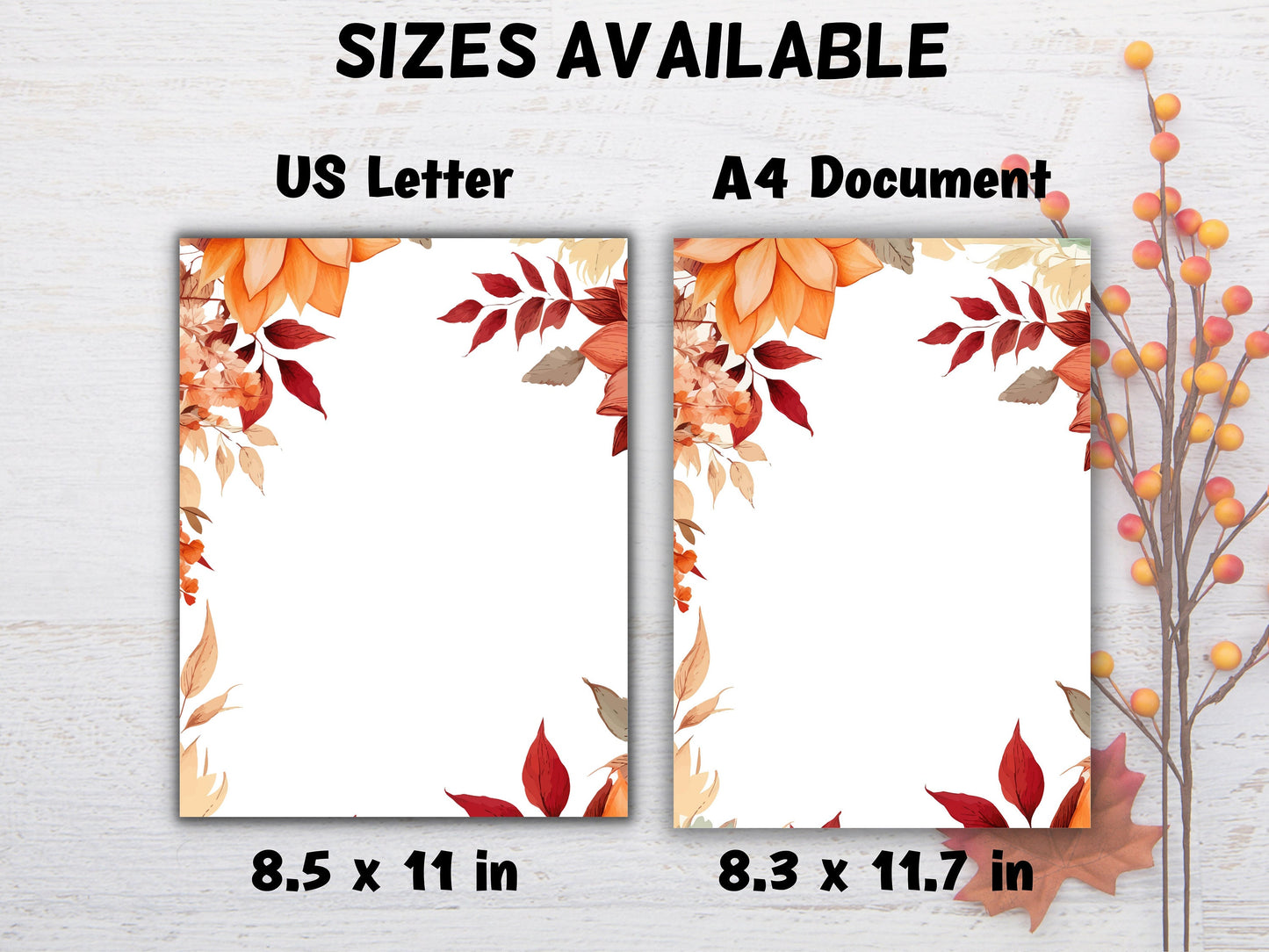 Printable Fall leaves Stationery, Letter writing paper, fall stationary, realtor notes, Pumpkin letters, thank you cards, personalized-Thanksgiving -TheHustlingCatLady-Stationery Sets