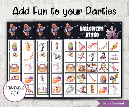 Halloween Bingo | Fun Halloween Games | Halloween Games Printable | Kids Halloween Party Games | Halloween Activity | 2 cards Per Page-Halloween Printables -TheHustlingCatLady-Party Games