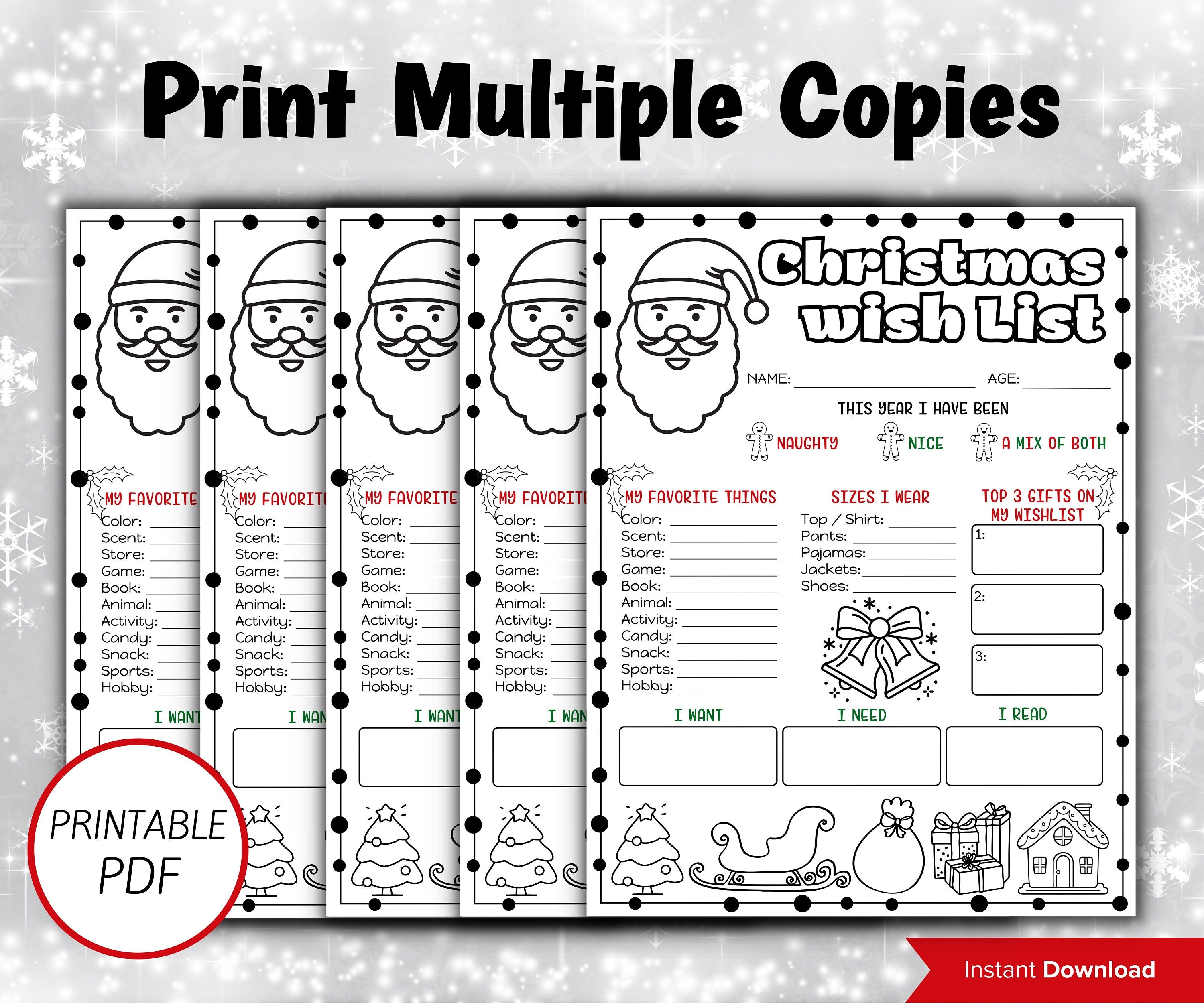 Printable Letter To Santa | Letter To Santa Claus | Letter To Santa Coloring Page | Christmas Santa Letter | Printable Template-Christmas -TheHustlingCatLady-Stickers, Labels & Tags