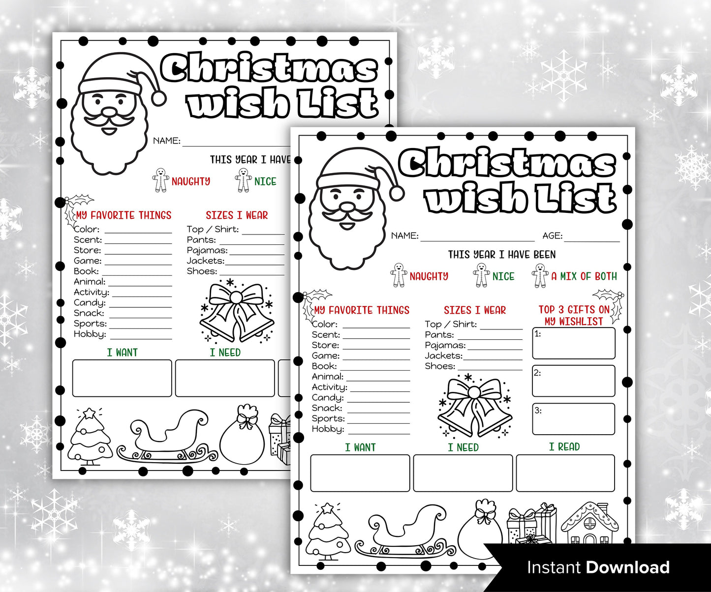 Printable Letter To Santa | Letter To Santa Claus | Letter To Santa Coloring Page | Christmas Santa Letter | Printable Template-Christmas -TheHustlingCatLady-Stickers, Labels & Tags