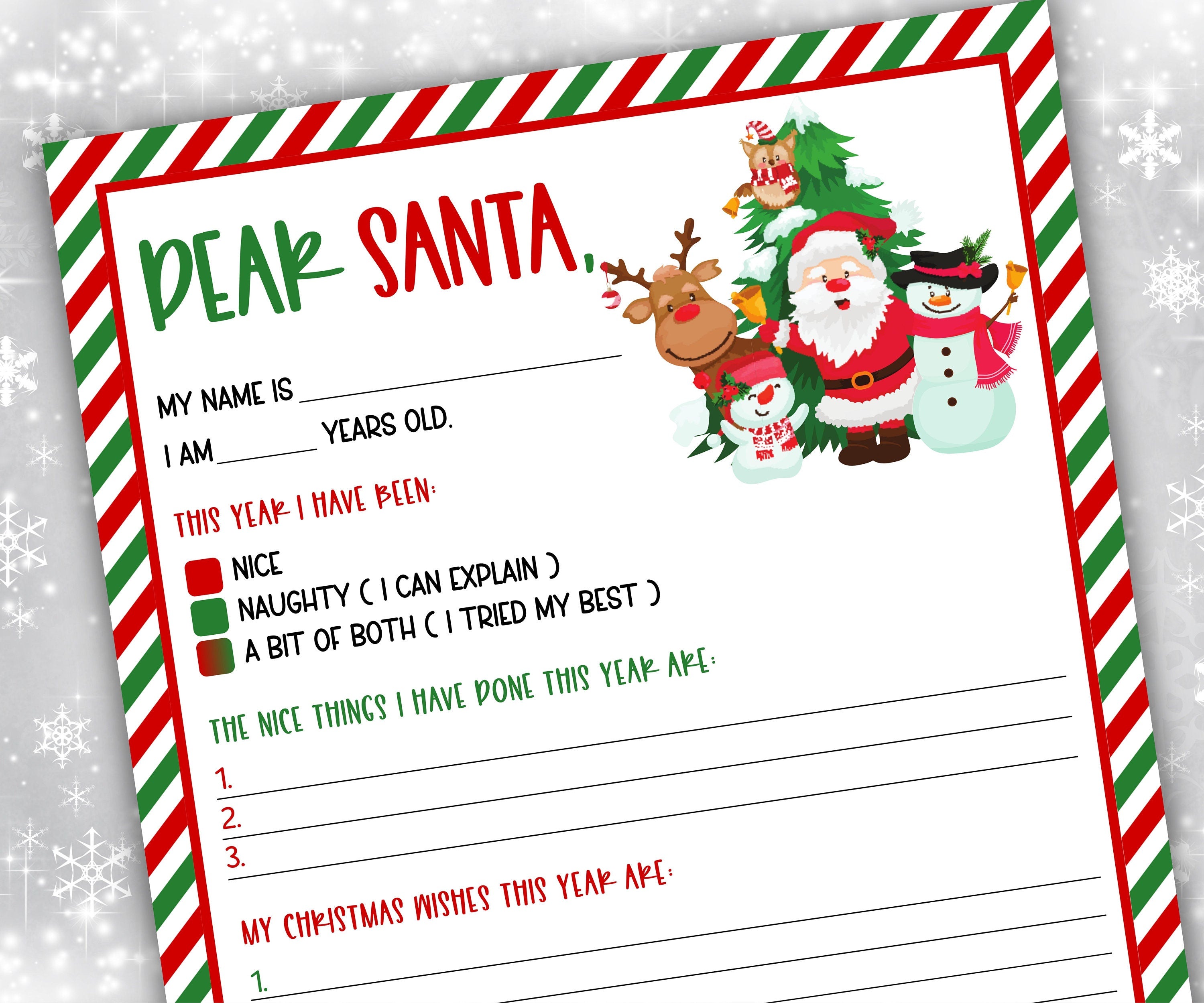 Printable Letter To Santa | Christmas Kids Santa Letter | handwritten wish list I North pole letter template I easy to print letter I list-Christmas -TheHustlingCatLady-Stickers, Labels & Tags