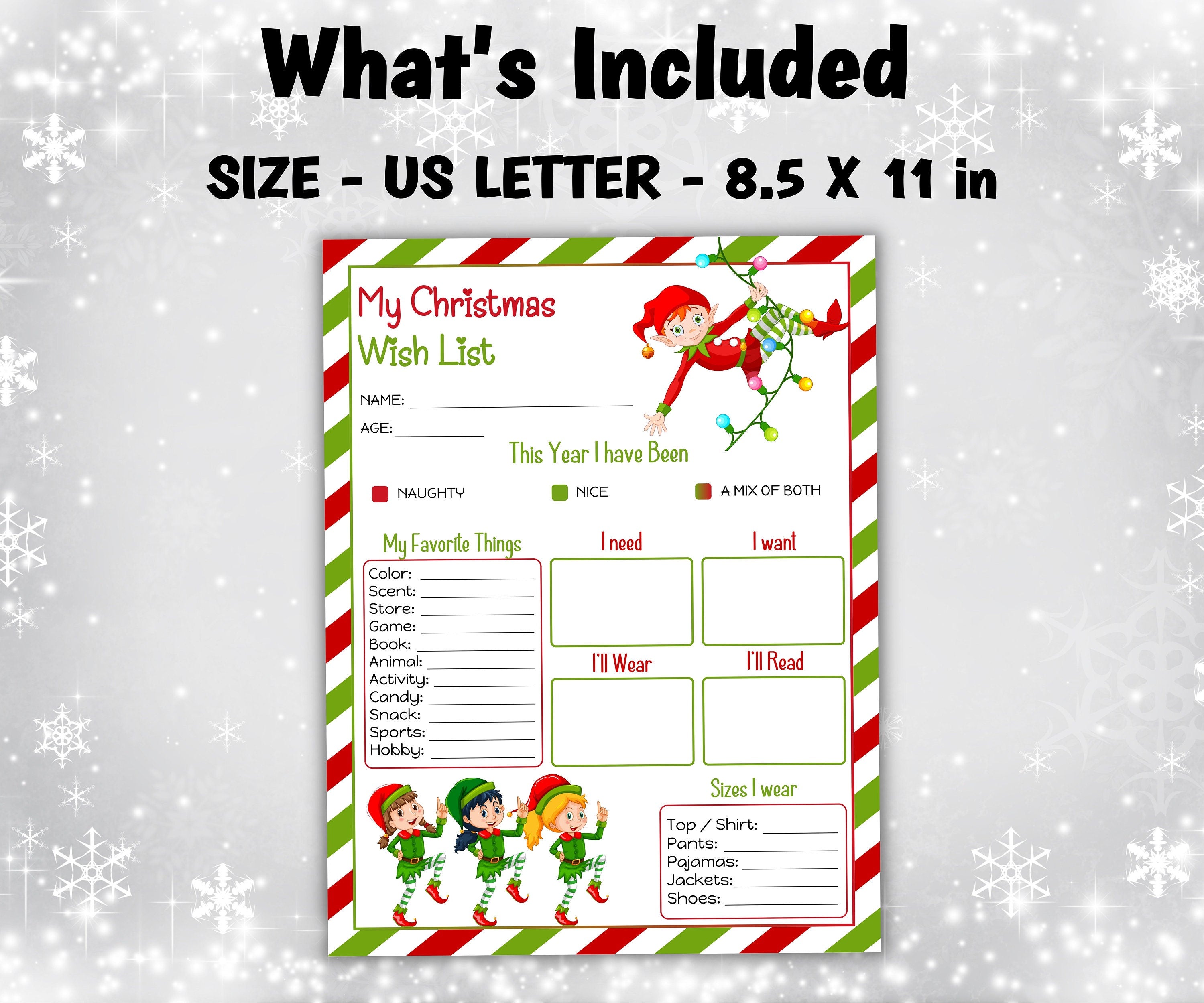 Handwritten wish list I Printable Letter To Santa | Christmas Kids Santa Letter I North pole letter template I easy to print letter I list-Christmas -TheHustlingCatLady-Stickers, Labels & Tags