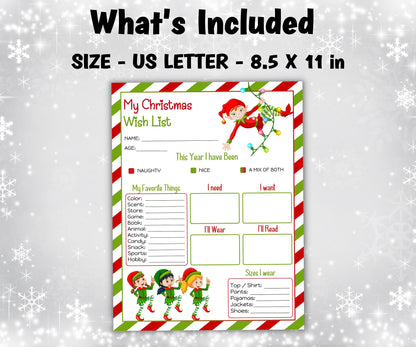 Handwritten wish list I Printable Letter To Santa | Christmas Kids Santa Letter I North pole letter template I easy to print letter I list-Christmas -TheHustlingCatLady-Stickers, Labels & Tags