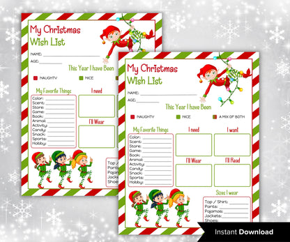 Handwritten wish list I Printable Letter To Santa | Christmas Kids Santa Letter I North pole letter template I easy to print letter I list-Christmas -TheHustlingCatLady-Stickers, Labels & Tags