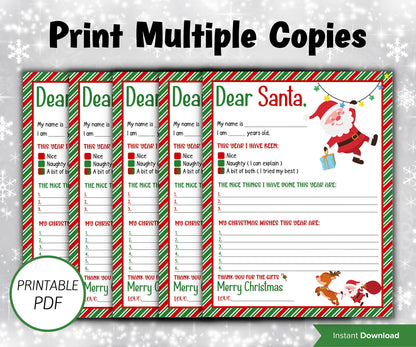 Christmas Kids Santa Letter I Handwritten wish list I Printable Letter To Santa | North pole letter template I easy to print letter I list-Christmas -TheHustlingCatLady-Stickers, Labels & Tags