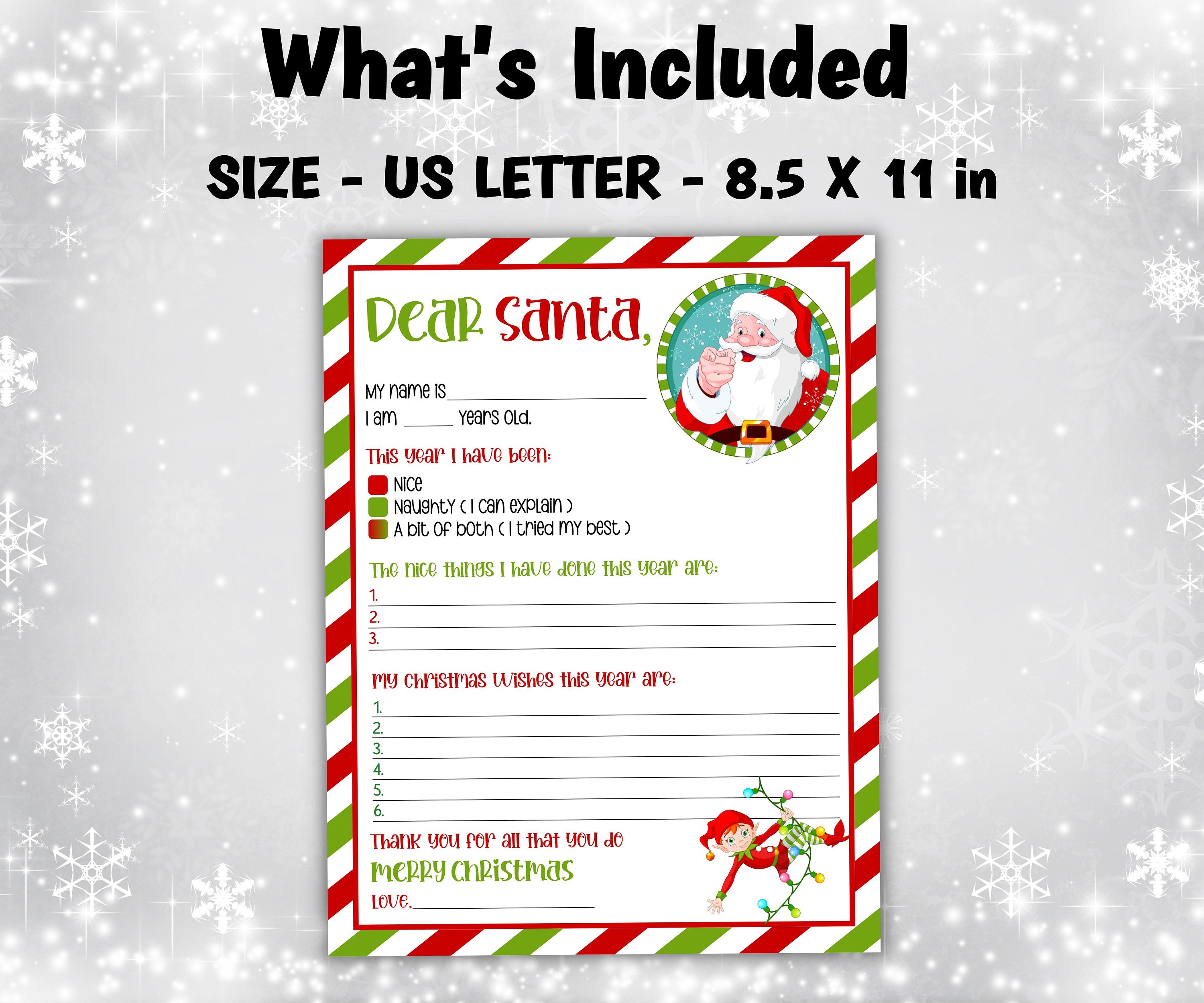 Letter To Santa | Christmas Printable | Santa Claus Letter |Printable Santa Letter | Printable Template | Christmas Santa Letter-Christmas -TheHustlingCatLady-Stickers, Labels & Tags