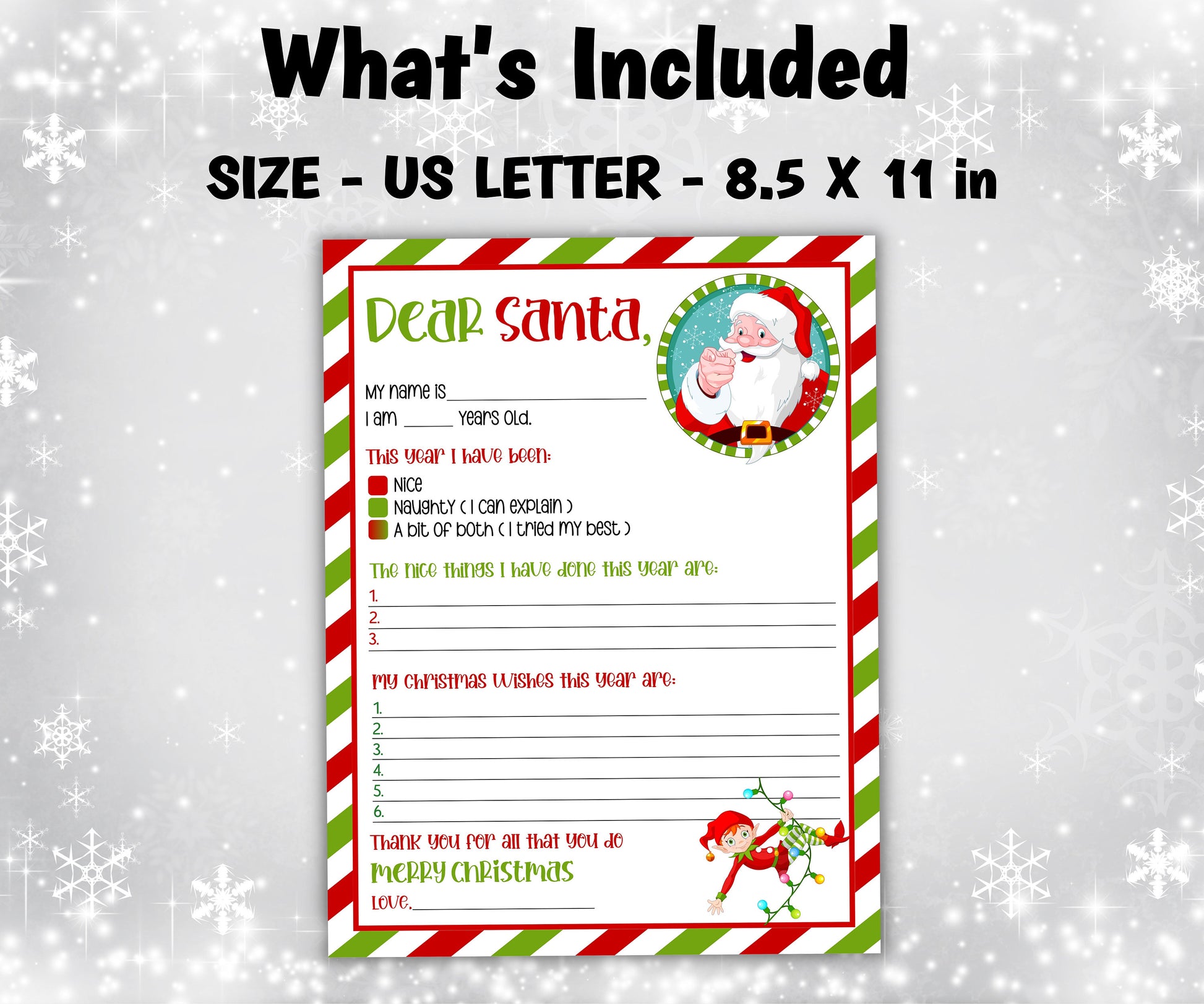 Letter To Santa | Christmas Printable | Santa Claus Letter |Printable Santa Letter | Printable Template | Christmas Santa Letter-Christmas -TheHustlingCatLady-Stickers, Labels & Tags