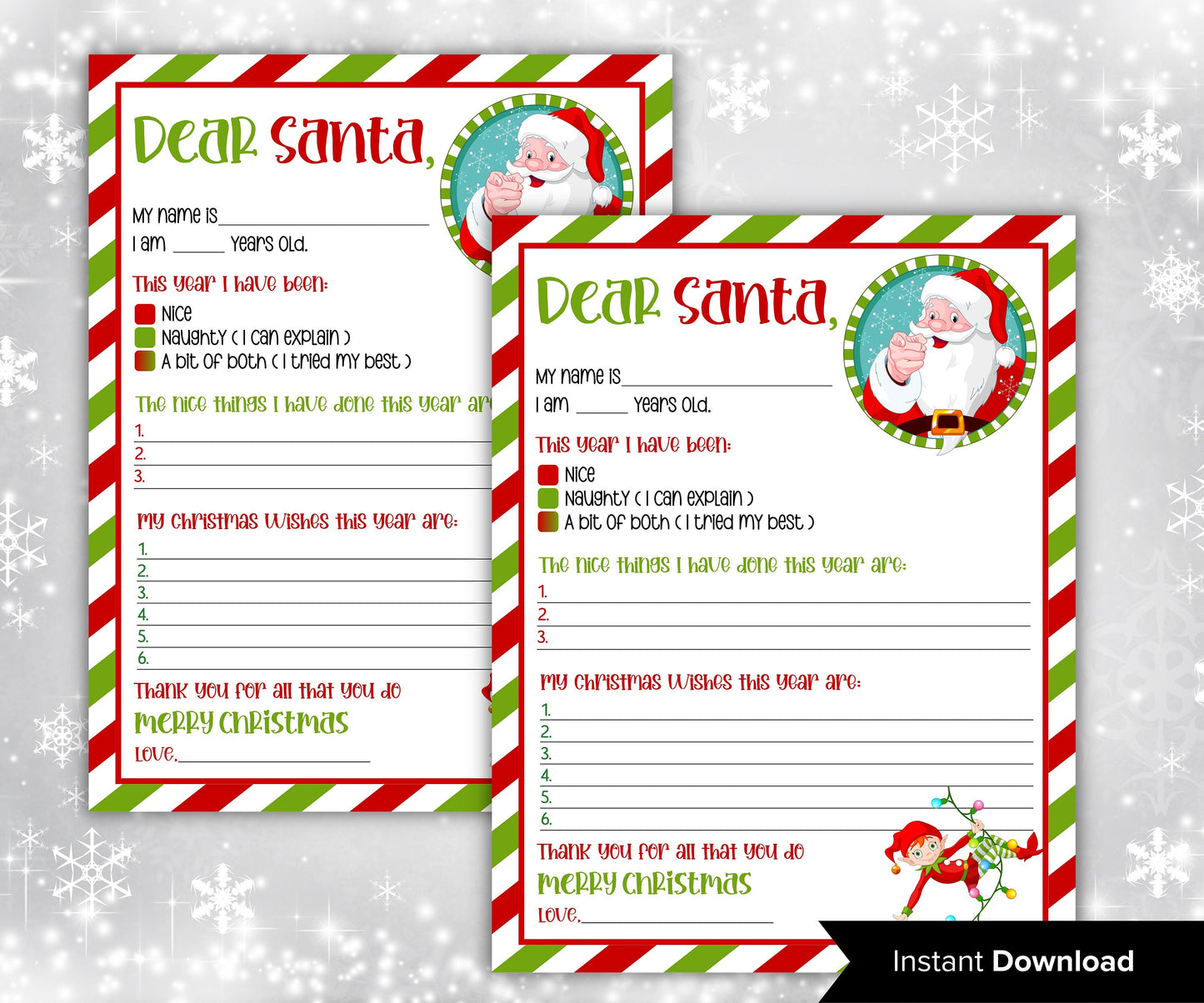 Letter To Santa | Christmas Printable | Santa Claus Letter |Printable Santa Letter | Printable Template | Christmas Santa Letter-Christmas -TheHustlingCatLady-Stickers, Labels & Tags