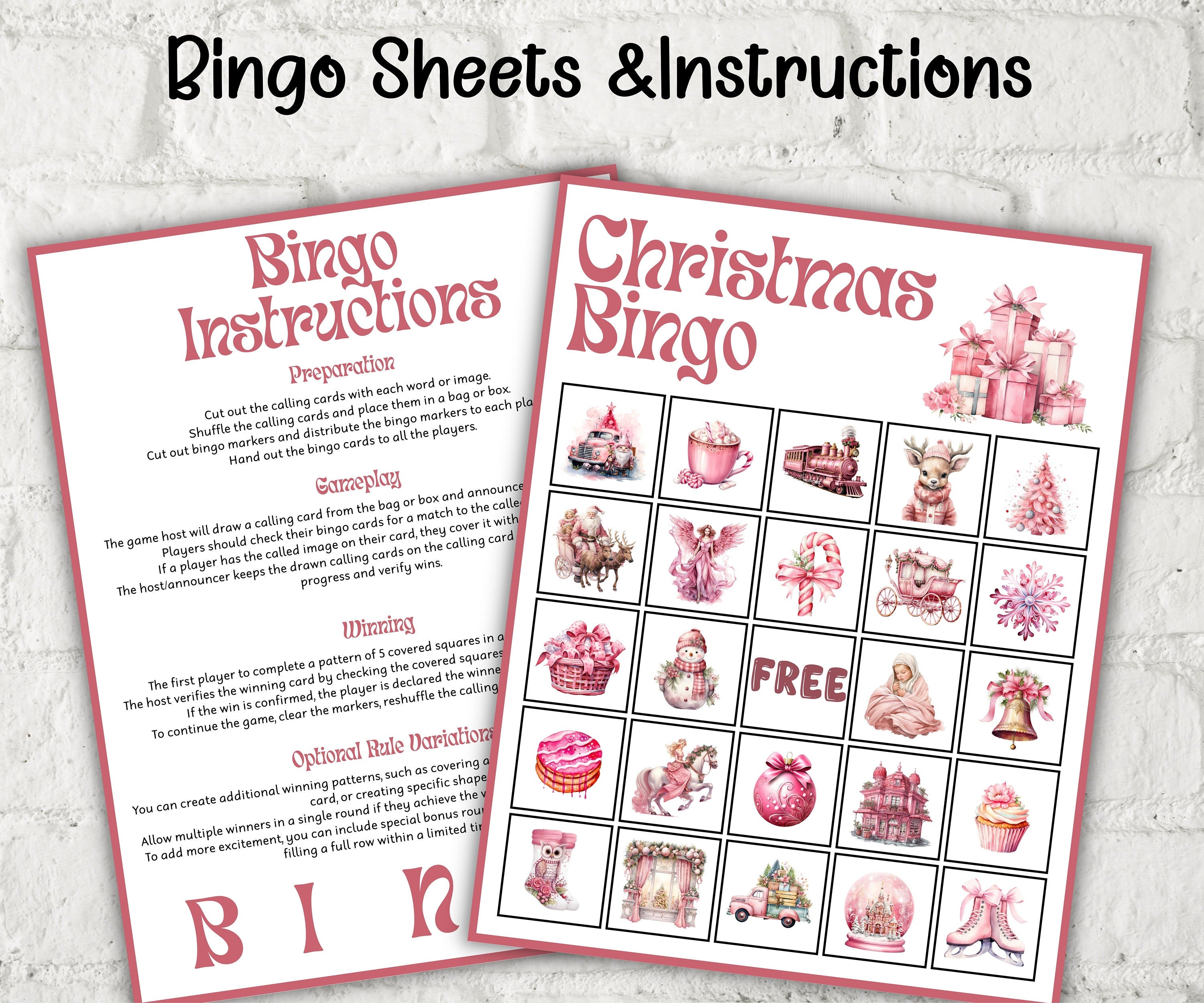 Pink Christmas Party Game | Fun Christmas Games | Christmas Bingo | Christmas Printable Game I Xmas Bingo cards I Office Christmas Party-Christmas -TheHustlingCatLady-Party Games