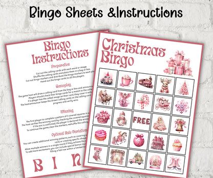 Pink Christmas Party Game | Fun Christmas Games | Christmas Bingo | Christmas Printable Game I Xmas Bingo cards I Office Christmas Party-Christmas -TheHustlingCatLady-Party Games