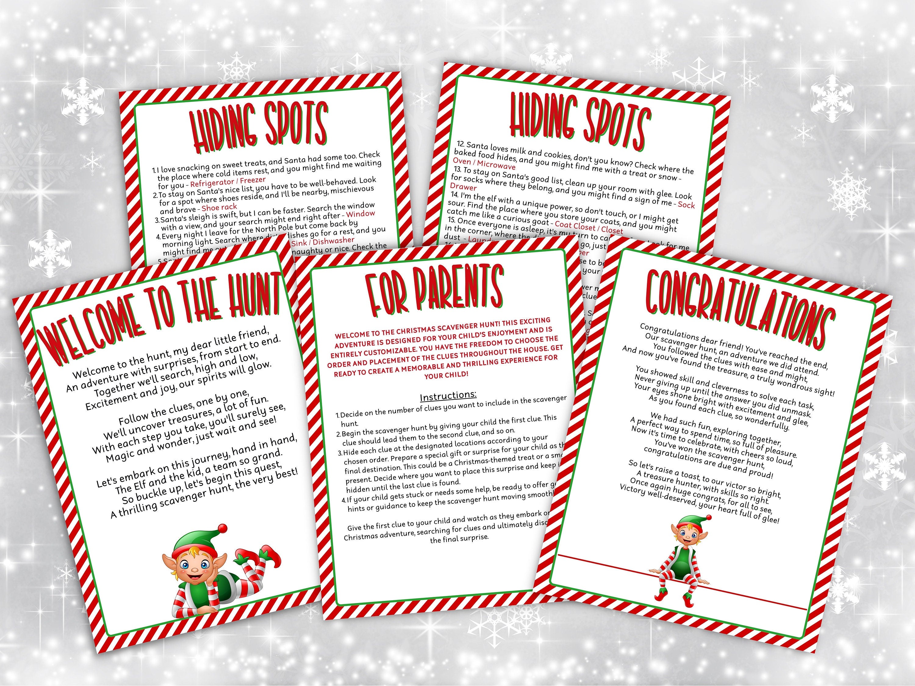 Scavenger Hunt Elf Hunt for teens | Elf Treasure Hunt For Kids | Elf Mischief | Elf Activities | Christmas Activities | Elf Hunt Code-Christmas -TheHustlingCatLady-Party Games