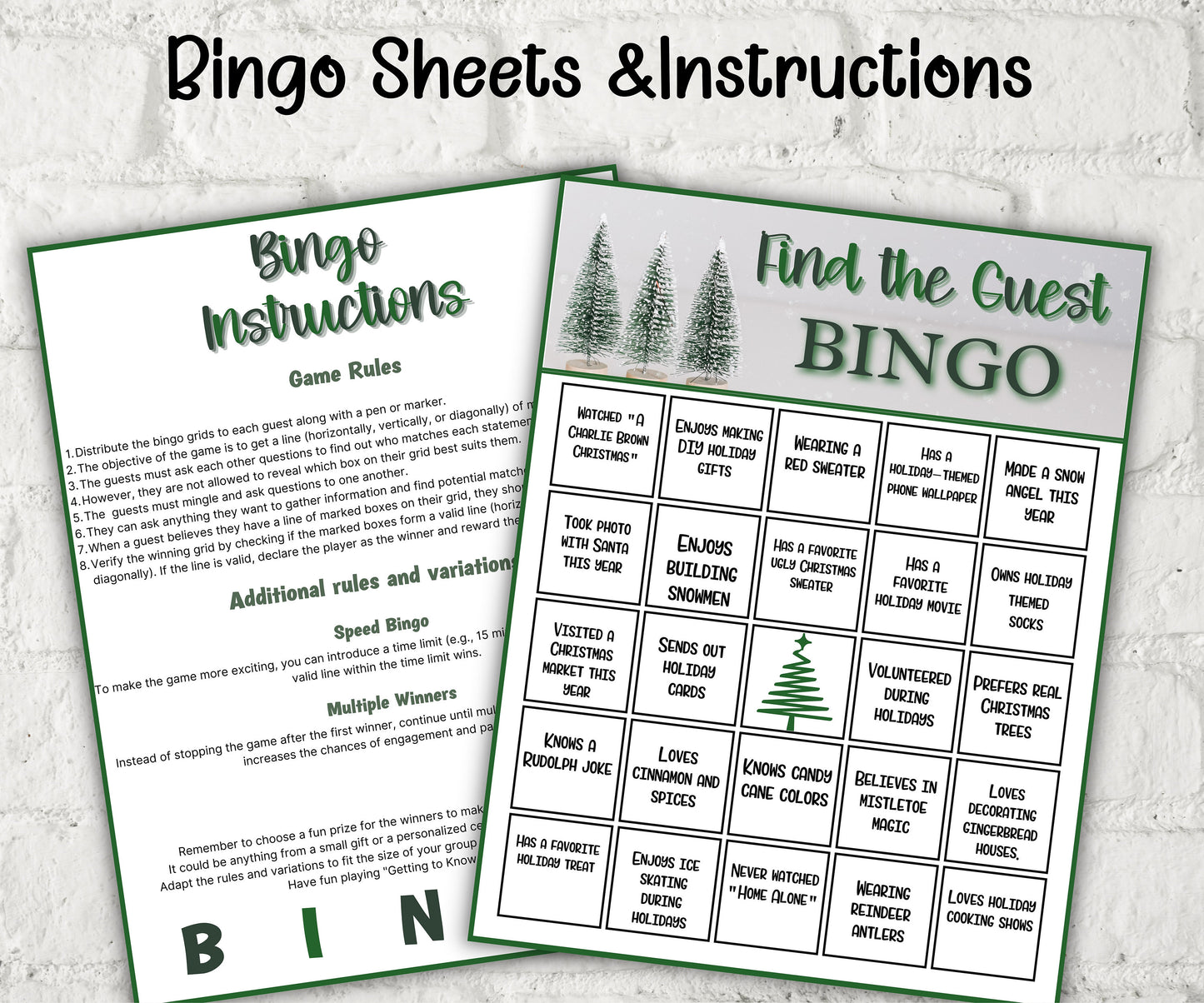 Find the guest Christmas bingo game, Christmas Party game, Find someone who, adult christmas game, guess the guest, fun christmas eve party-Christmas -TheHustlingCatLady-Party Games