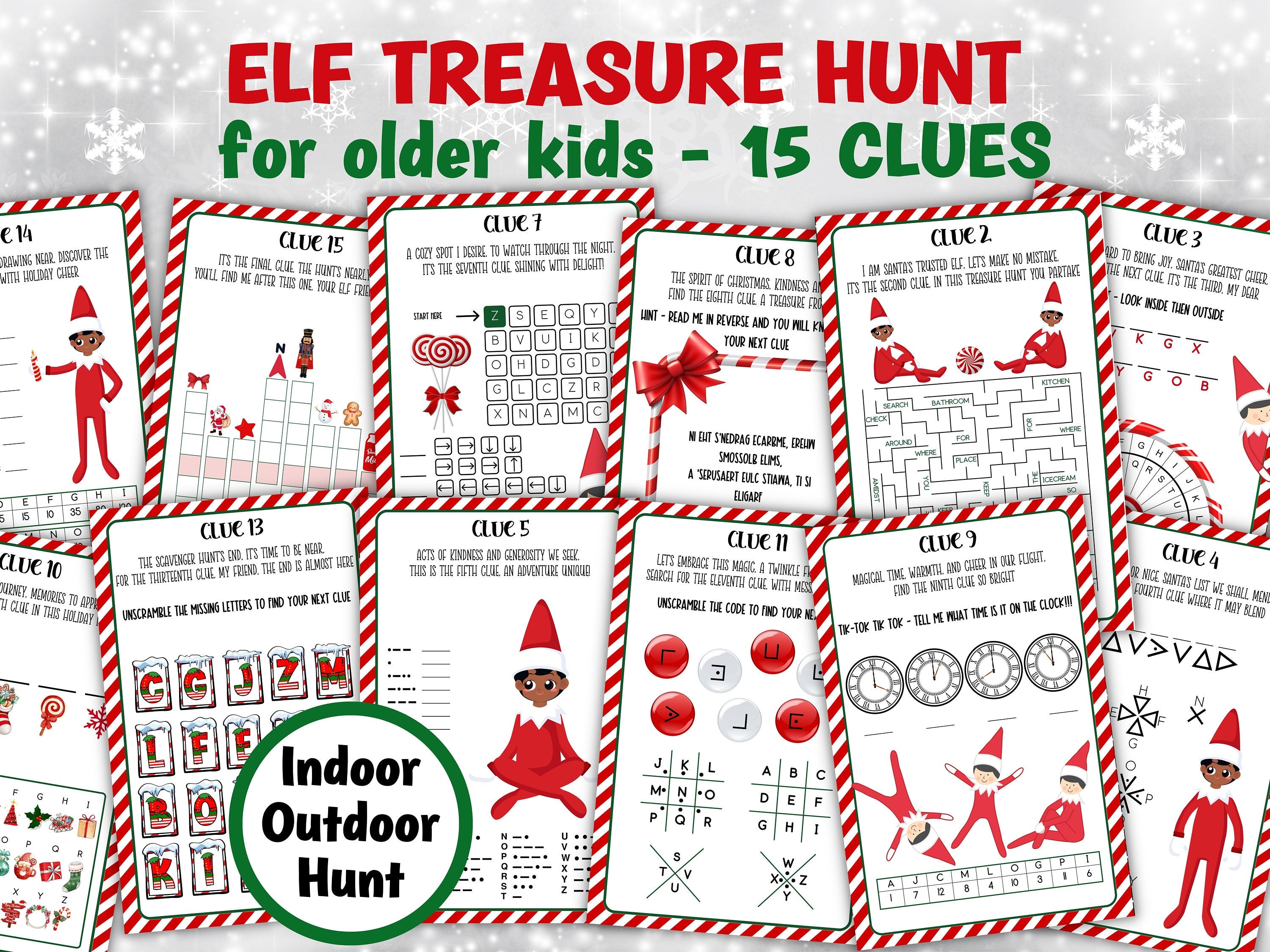 First time Elf treasure hunt I Christmas Activities | Indoor Outdoor Hunt I First Christmas Elves Kids Hunt Clues | Scavenger Hunt I Elf-Christmas -TheHustlingCatLady-Party Games