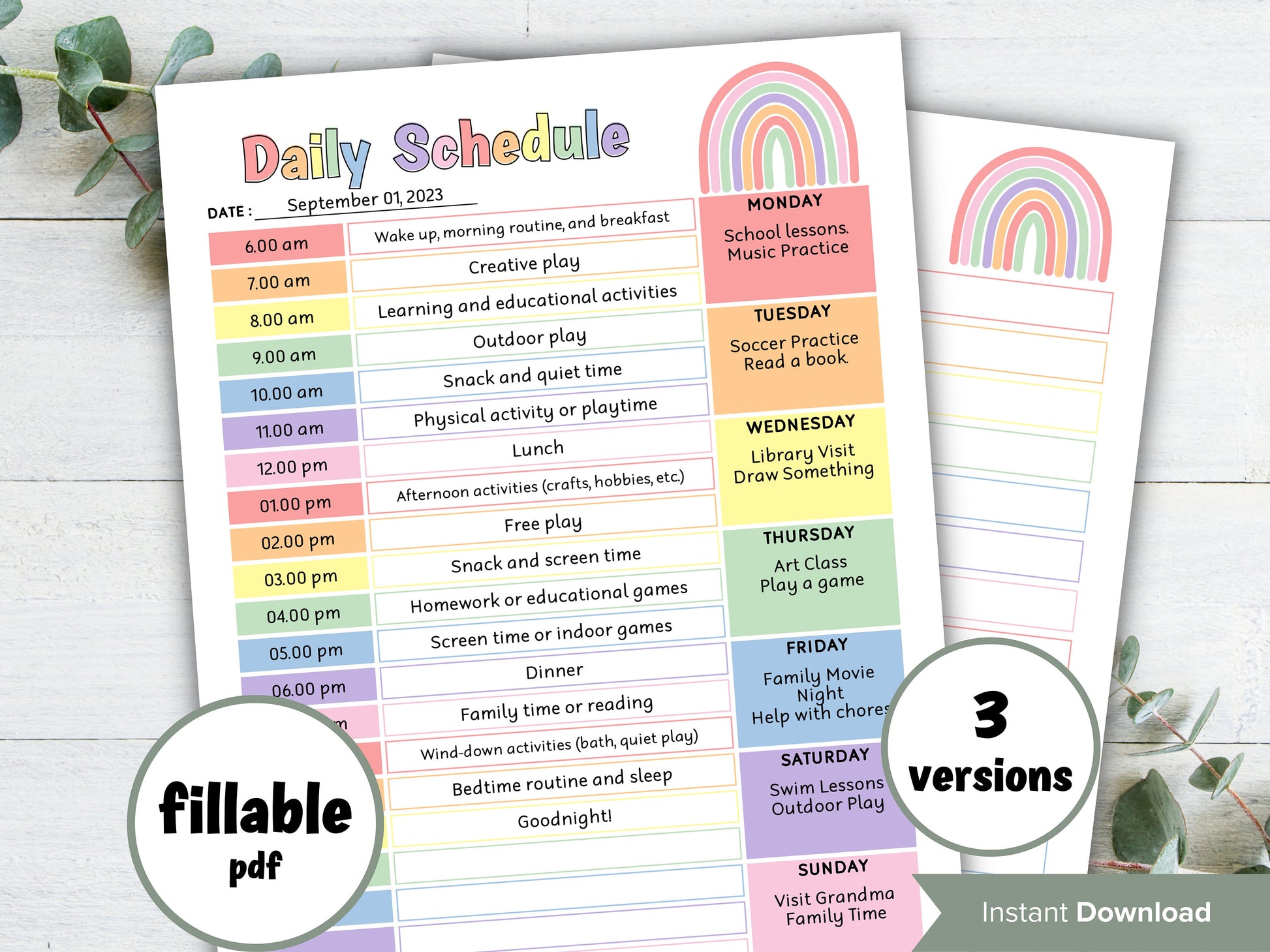 Printable Daycare Schedule Printable Daycare Schedule