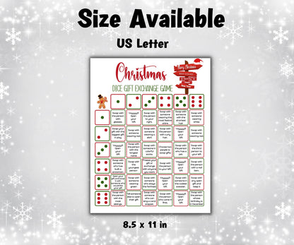 Dice Gift Exchange Christmas Game, holiday gift swap activity, printable office icebreaker game, pass or swap the present game, party night-Christmas -TheHustlingCatLady-Party Games