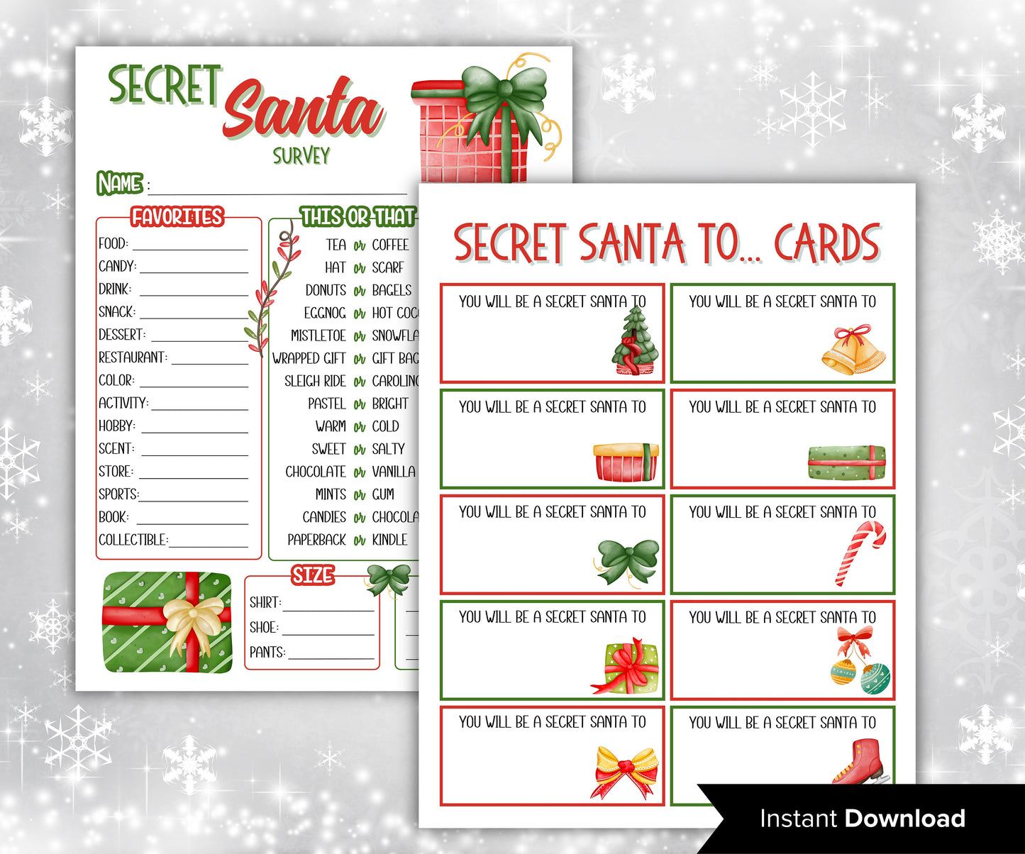 christmas all about me, office gift exchange form, xmas get to know you, secret santa questionnaire, coworkers teachers, staff appreciation-Christmas -TheHustlingCatLady-Party Games