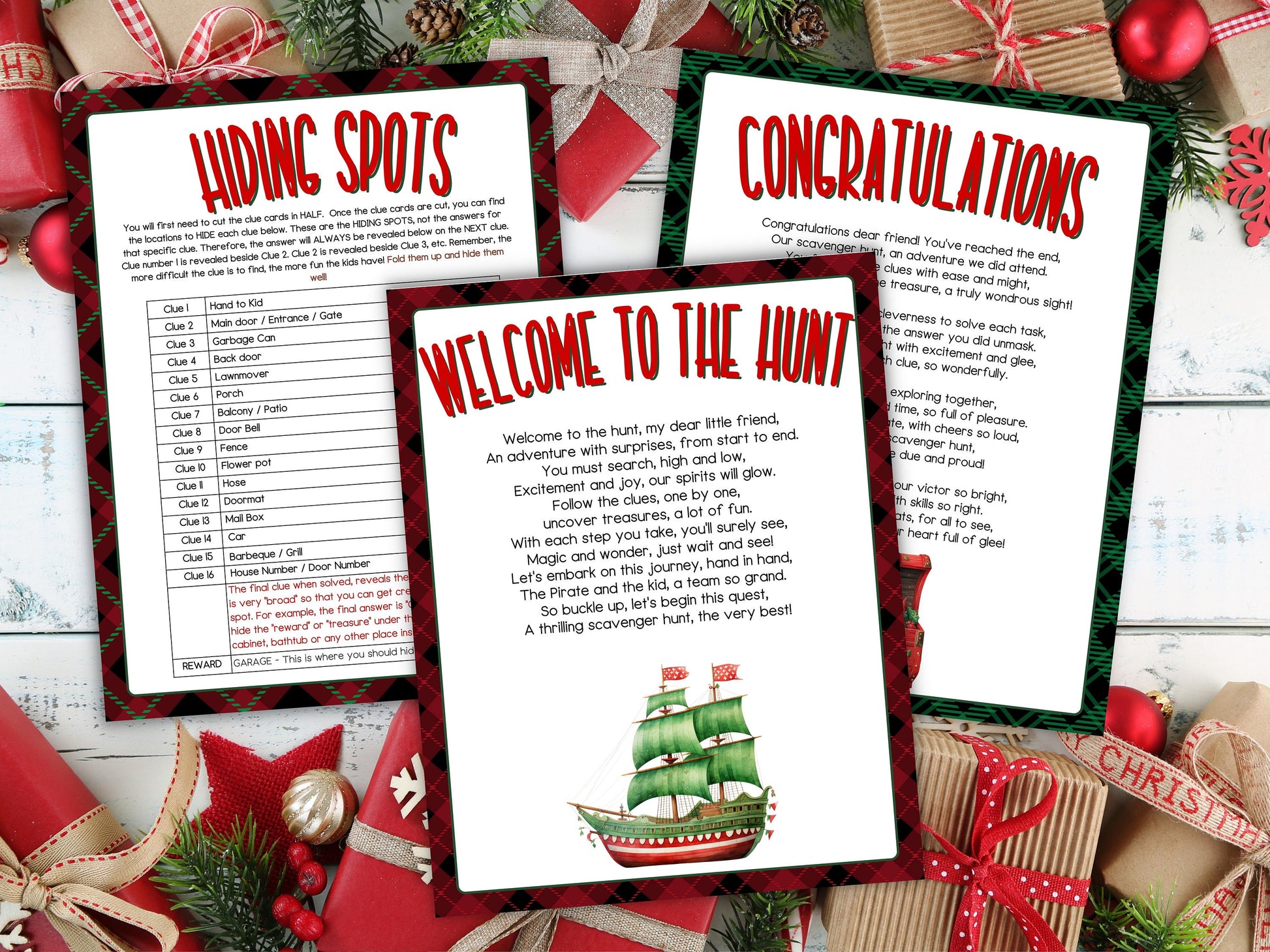 Pirate Treasure Hunt Christmas Activity | Outdoor Scavenger Hunt | Christmas Pirate Scavenger Hunt | Christmas Printable Games For teens-Christmas -TheHustlingCatLady-Party Games