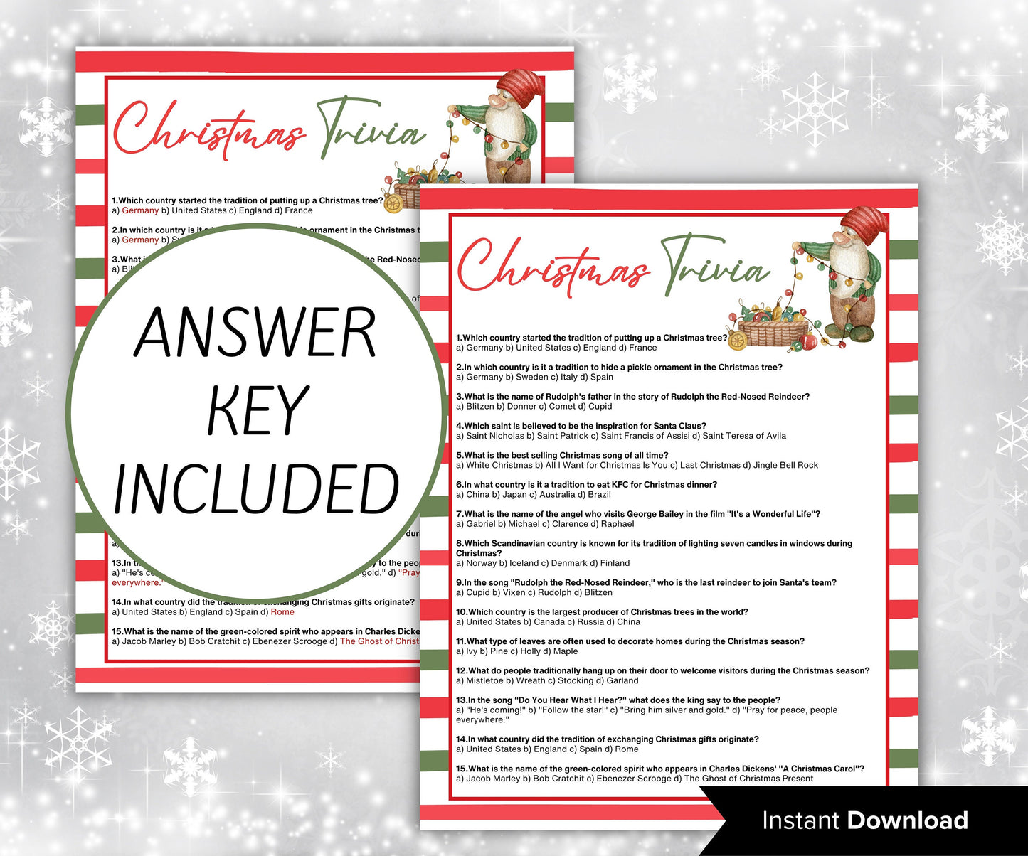 Fun Christmas Trivia Game | Printable Trivia | Christmas Trivia Bundle | Christmas Printable Game | Christmas Games For Kids | Family Games-Christmas -TheHustlingCatLady-Party Games